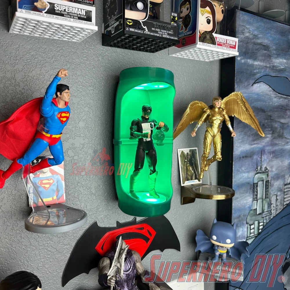 Hero Pod for 1:12 scale – Wall-Mountable Light-Up Action Figure Display - Superhero DIY