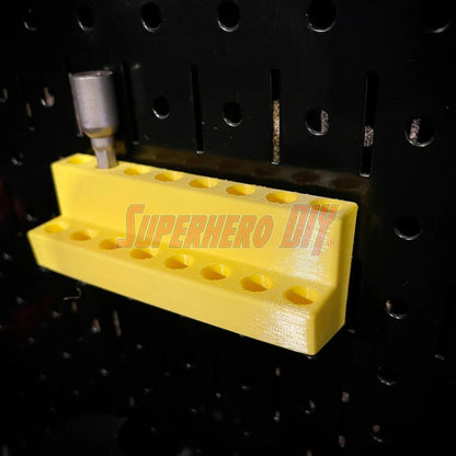 Hex Bit holder for Wall Control Pegboard | Wall Control bit organizer for metal pegboard - Superhero DIY