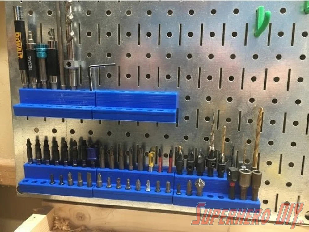 Hex Bit holder for Wall Control Pegboard | Wall Control bit organizer for metal pegboard - Superhero DIY