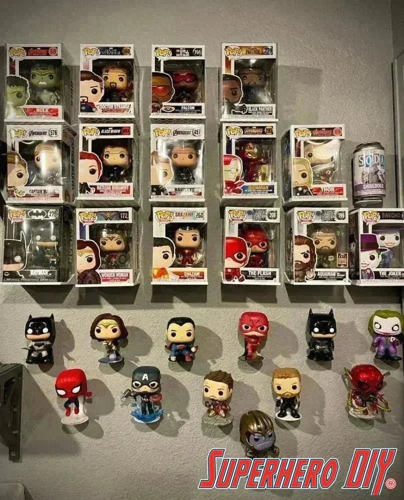 Hexagon Funko Pop Box Floating Shelves | Wall Mount fits Soft Cases or Hard Protectors or Funko Box only | Screws included! - Superhero DIY