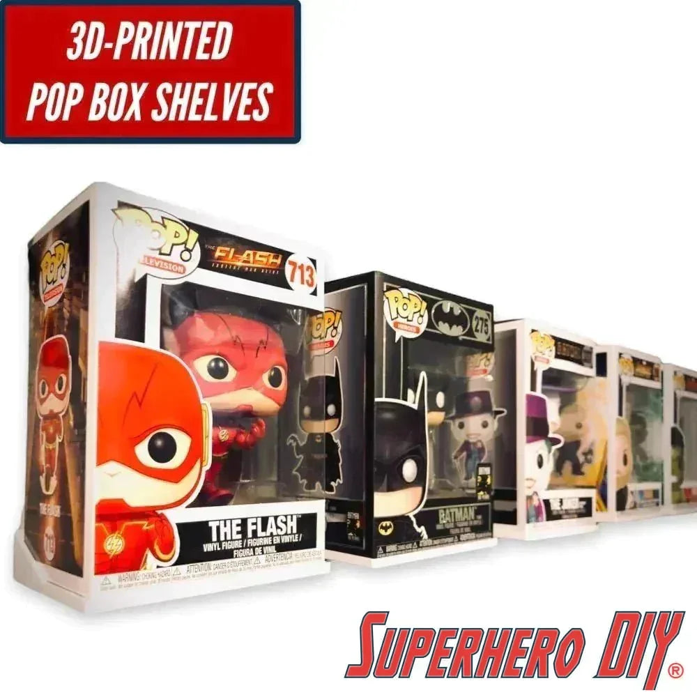 Hexagon Funko Pop Box Floating Shelves | Wall Mount fits Soft Cases or Hard Protectors or Funko Box only | Screws included! - Superhero DIY