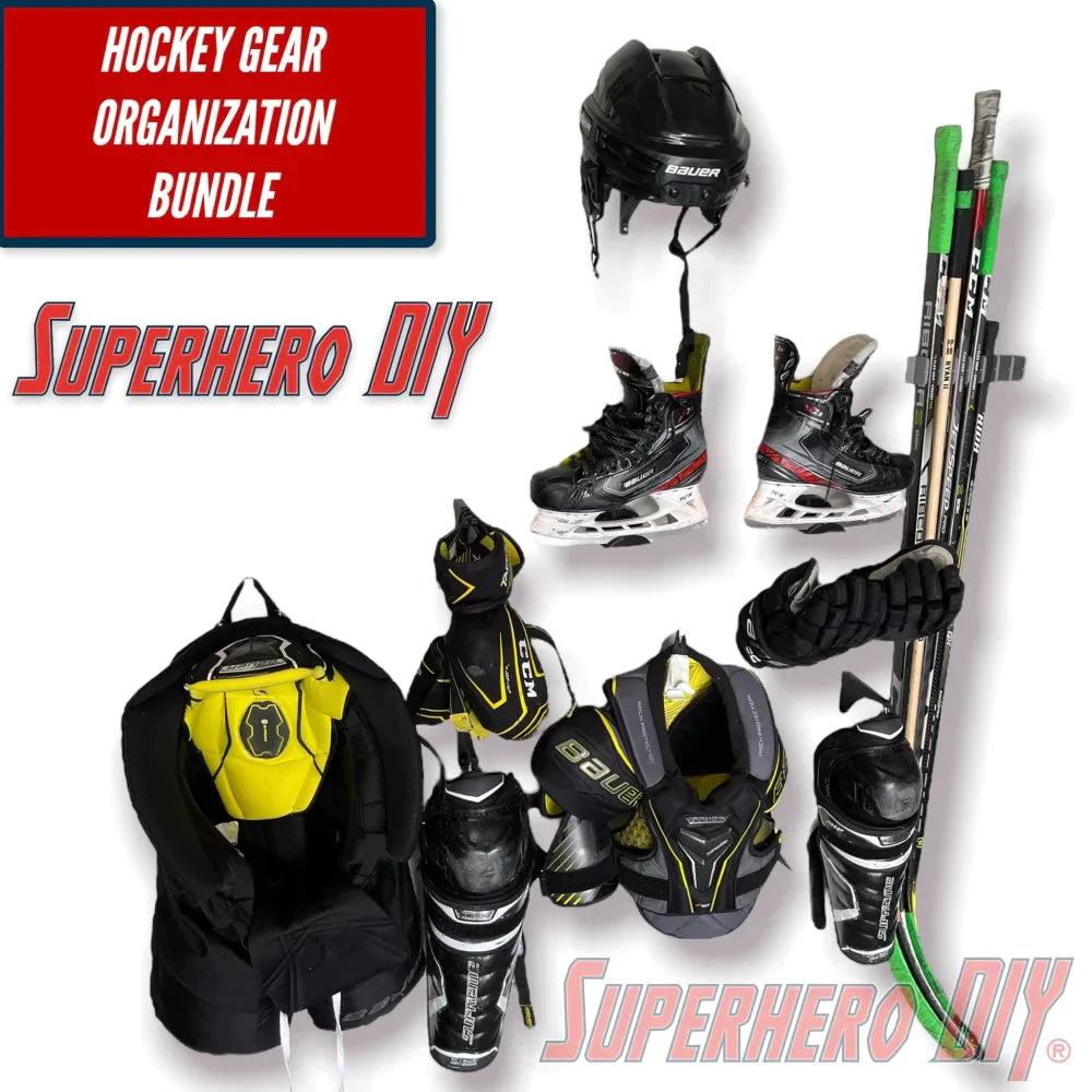 Hockey Gear Organizer Bundle Wall Mount | Hockey Equipment Drying Solution | Store Hockey Equipment on the wall! - SuperheroDIY