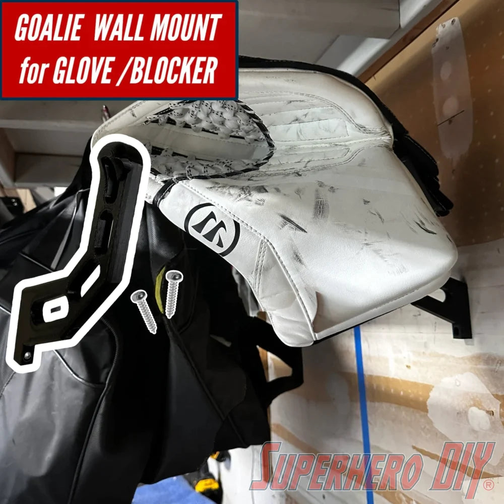 Hockey Goalie Glove or Blocker Wall Mount | Goalie Gear Storage Solution - Superhero DIY