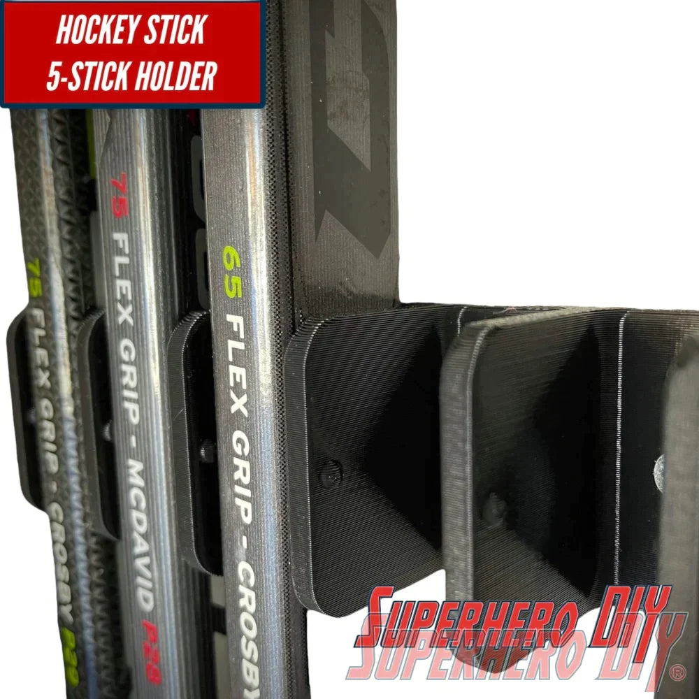 Check out the Hockey Stick Holder Wall Mount | Ice Hockey Stick Organizer | Fits all size hockey sticks | Hockey Stick Organizer holds up to 5 hockey sticks! from Superhero DIY! The perfect solution for only $13.85