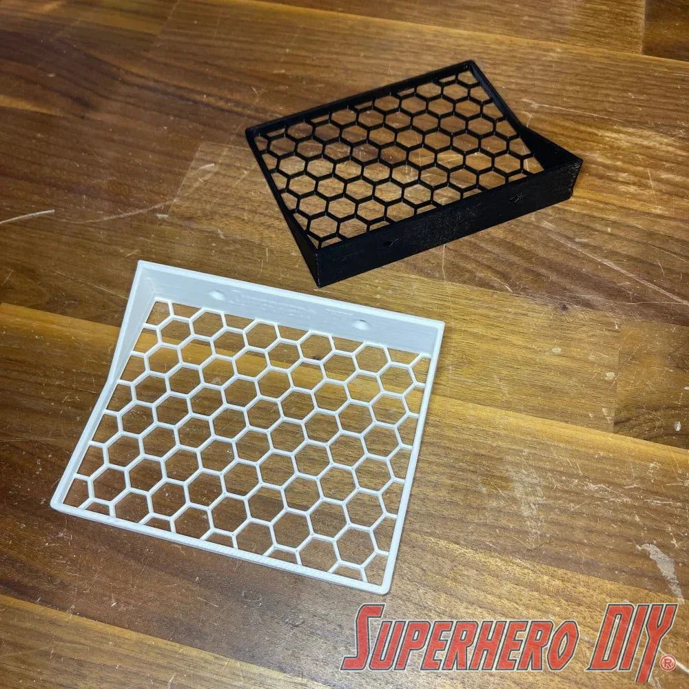 Honeycomb Floating Shelf for Funko Pop Boxes | Wall Mount fits Soft or Hard Cases or Box only | Screws included - Superhero DIY