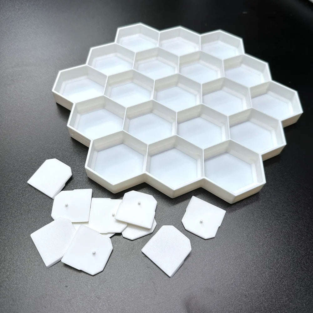 3D-printed honeycomb display for 19 Disney Doorables, designed for organized figure showcasing.