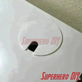 IKEA MICKE desk hole cover in white, fitting perfectly into the wiring hole to maintain a clean desk look. Multiple colors available.