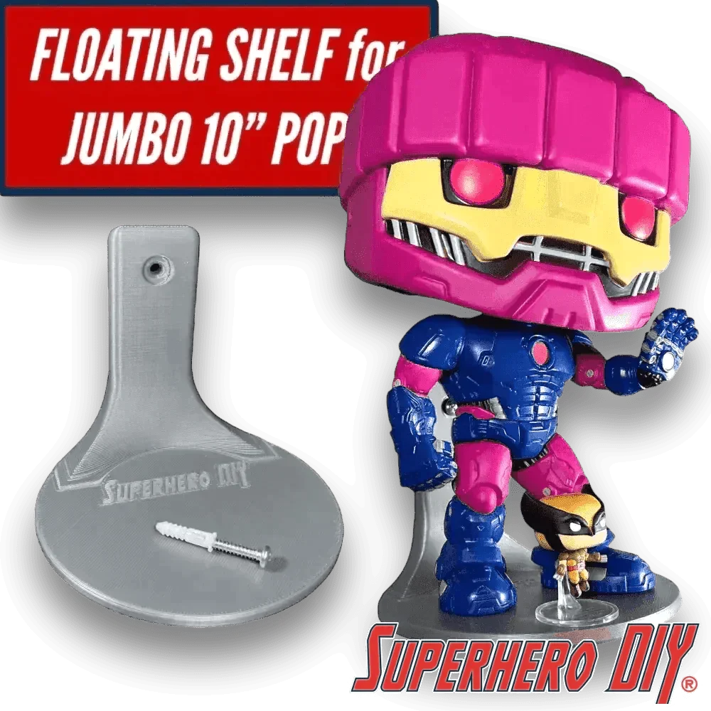 Jumbo Floating Figure Shelf for Jumbo 10" Pop OOB | Comes with mounting screw - SuperheroDIY