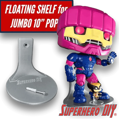 Jumbo Floating Figure Shelf for Jumbo 10" Pop OOB | Comes with mounting screw - SuperheroDIY