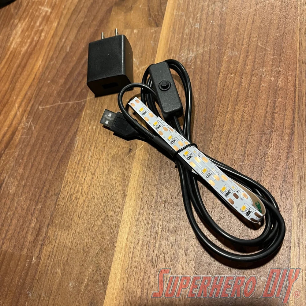 LED 5V light strip (3000k) with on/off switch and USB adapter - Superhero DIY