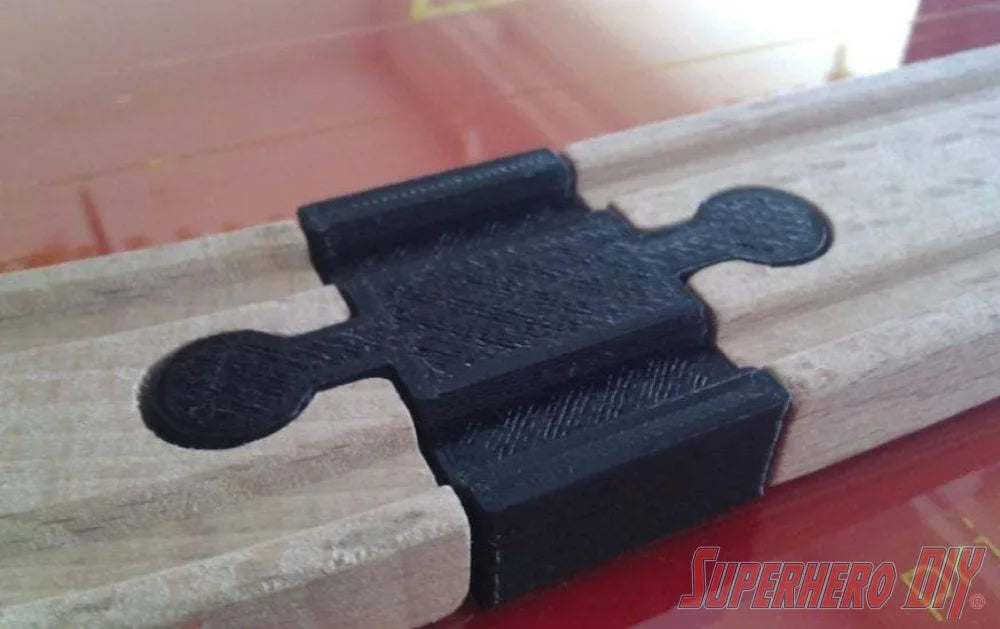 Male to Male Train Track Connector Piece compatible with Brio or Thomas Wooden Train Track | 3D-printed enhancement for Wooden Train Set - Superhero DIY