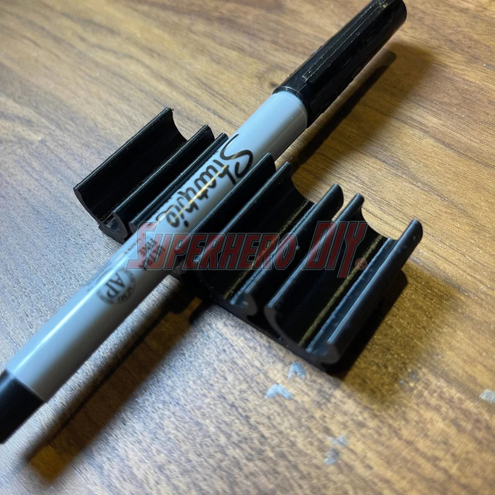 Marker Holder for Sharpie ULTRA FINE Permanent Markers | Side Mount 4 or 8 Ultra FINE Sharpie pens | Simple marker organizer - Superhero DIY