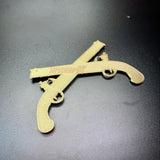 Army military police insignia in gold, featuring crossed Harper's Ferry pistols for wall display decor.