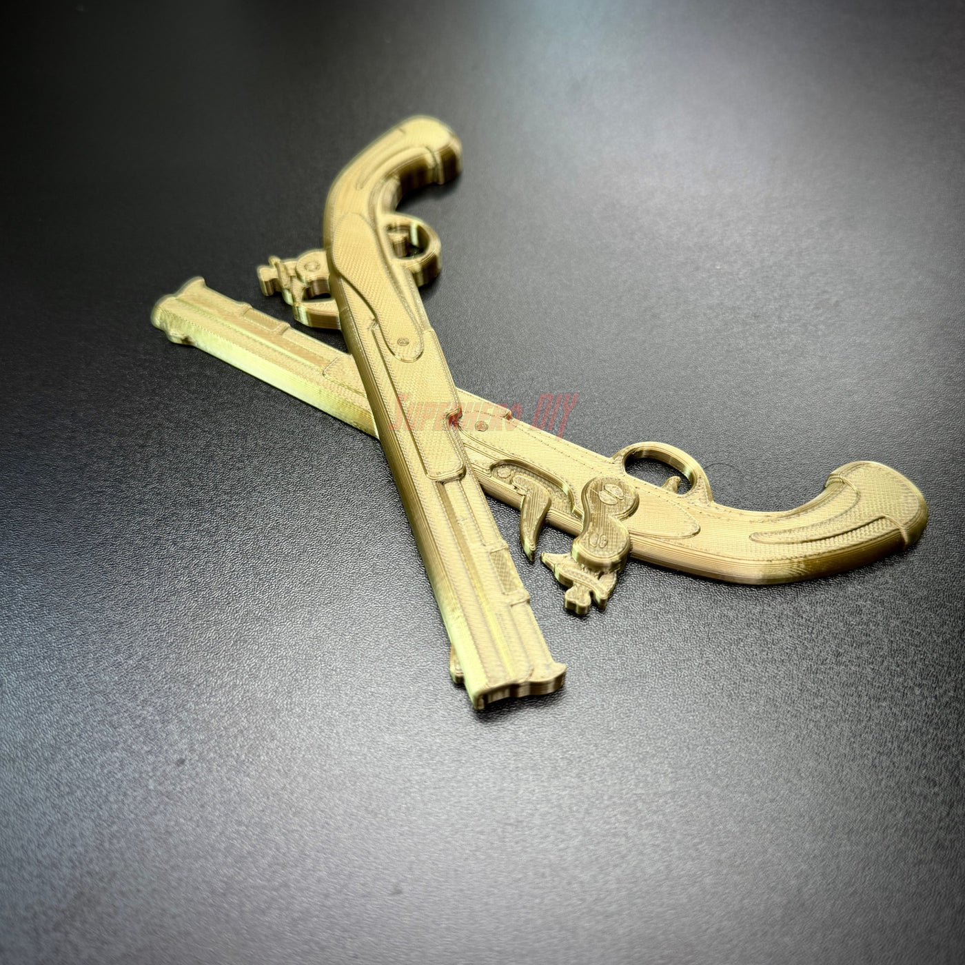 Army military police insignia, gold crossed pistols wall display, intricate design, perfect for decor.