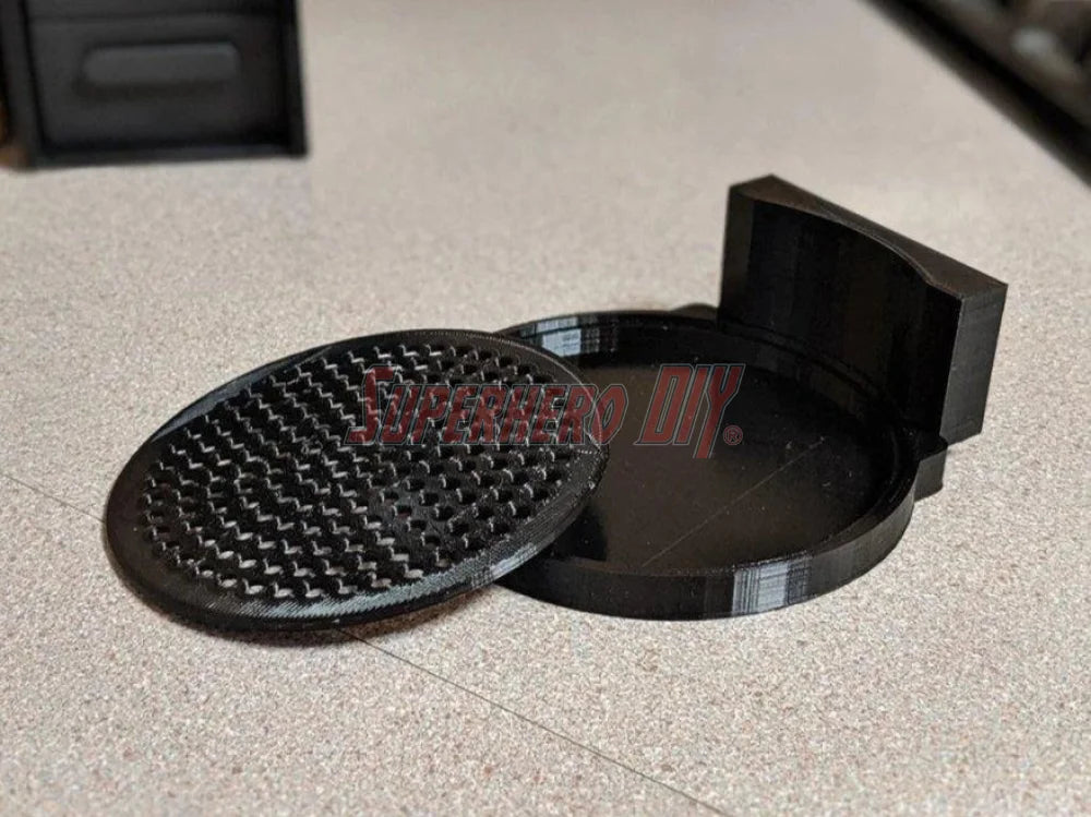 Mini mug drip tray Nespresso Essenza shown on a countertop, fits Breville or Krups versions and works with Essenza Mini Plus coffee makers.