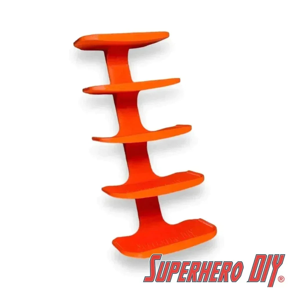 Multicar 5-CAR Shelf for Hot Wheels or 1:64 Vehicles | Space-saving wall mount for Matchbox or Hot Wheels Display | Command strip included - Superhero DIY