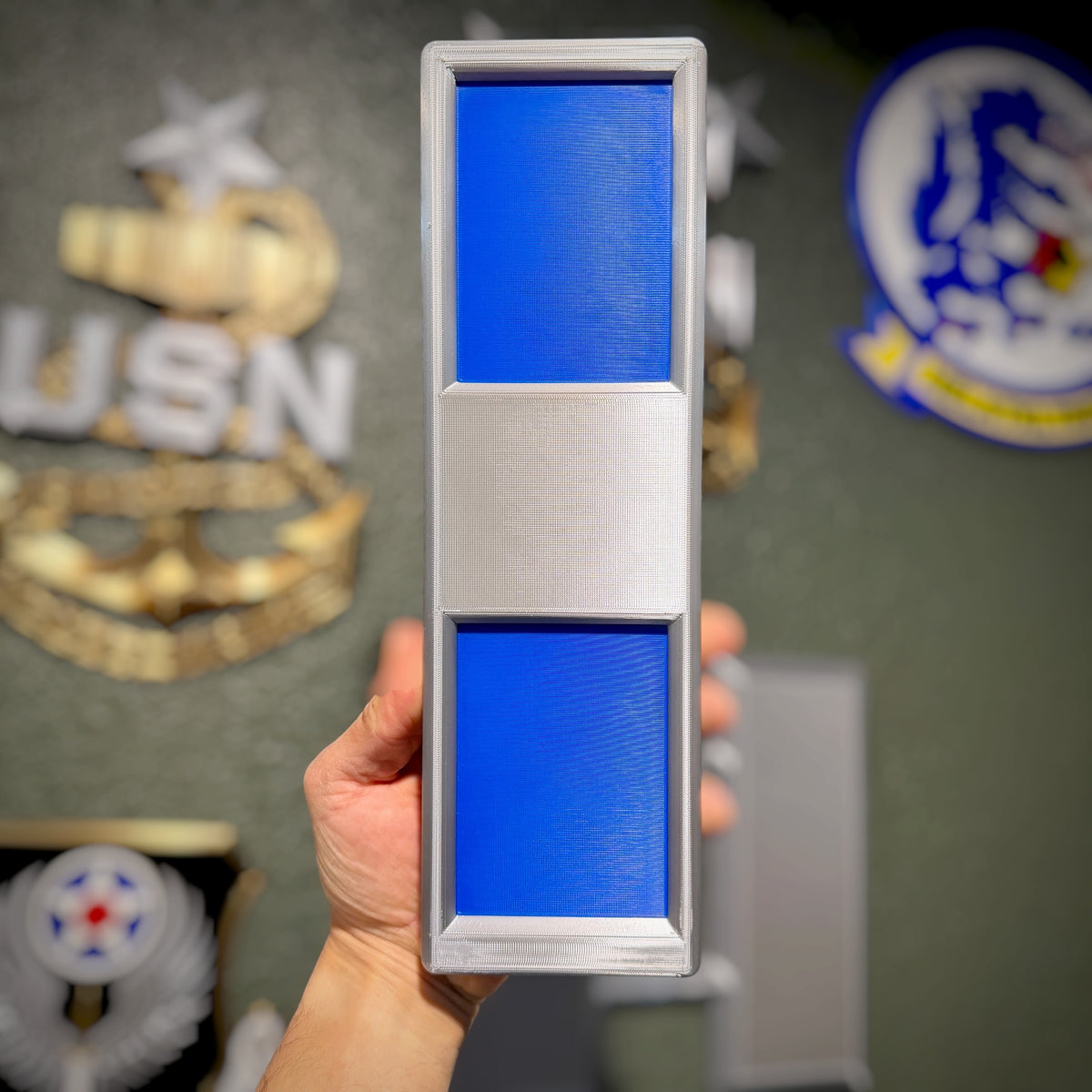 Navy CWO rank insignia wall display for a promotion or retirement