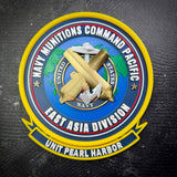 Navy Munitions Command Pacific East Asia Division insignia wall display with Unit Pearl Harbor scroll
