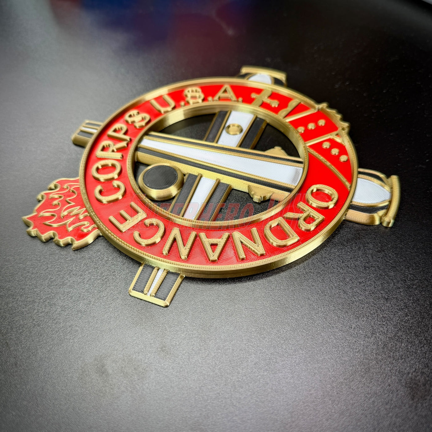 Ordnance Regimental Crest for display in shadow box or wall, showcasing rich colors and military insignia.