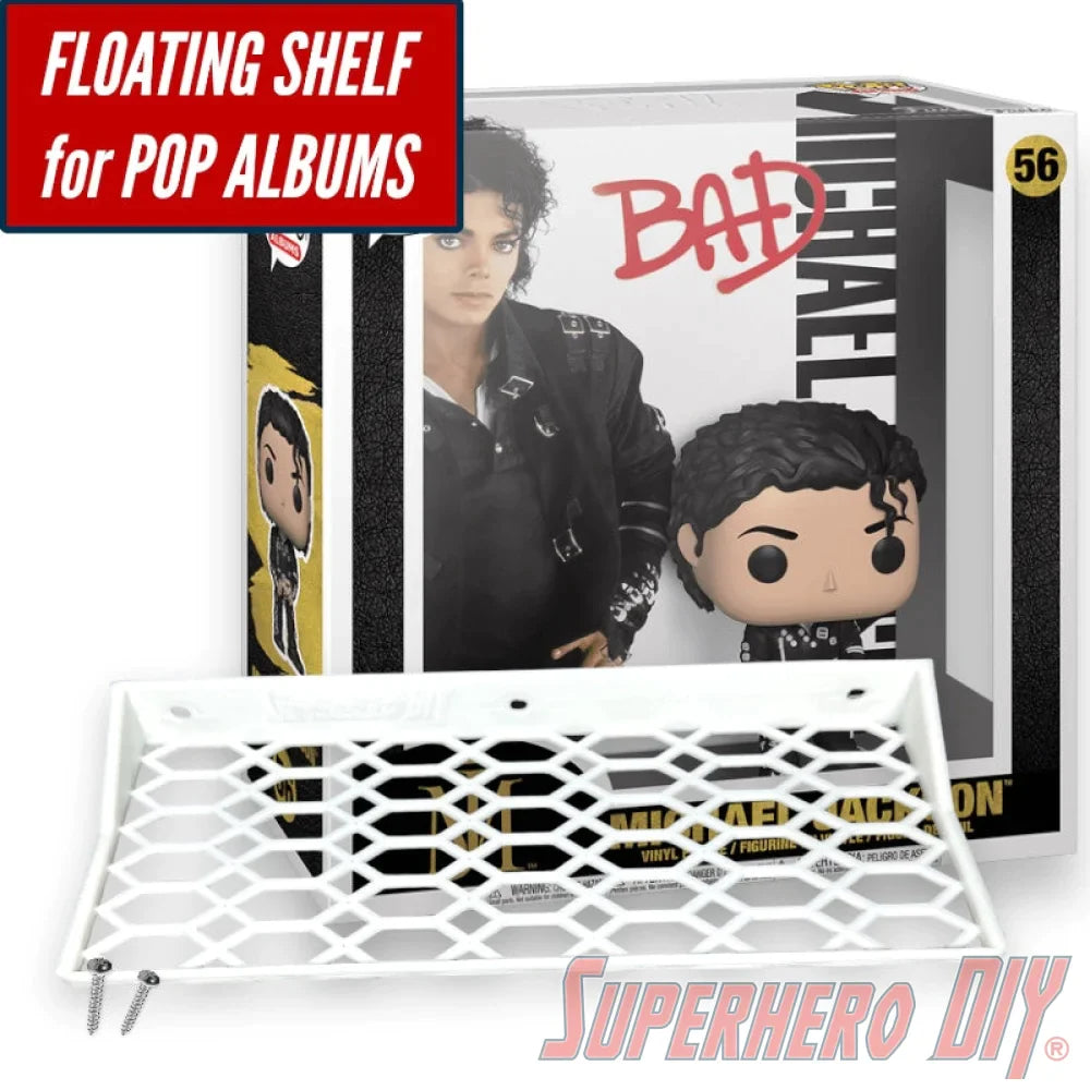 Check out the Pop! ALBUMS Floating Shelf Wall Mount | Fits 9W X 3.5D Funko Pop Albums Box | Includes mounting screws from Superhero DIY! The perfect solution for only $10.44