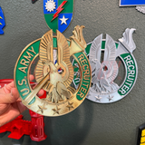 Army recruiter badge insignia displayed in gold and silver colors, showcasing the U.S. Army Recruiter emblem.
