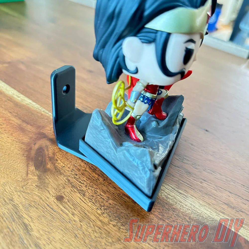 Rotating wall-mounted display shelf designed to fit Jim Lee Wonder Woman #282 Funko Pop Deluxe figure - Superhero DIY