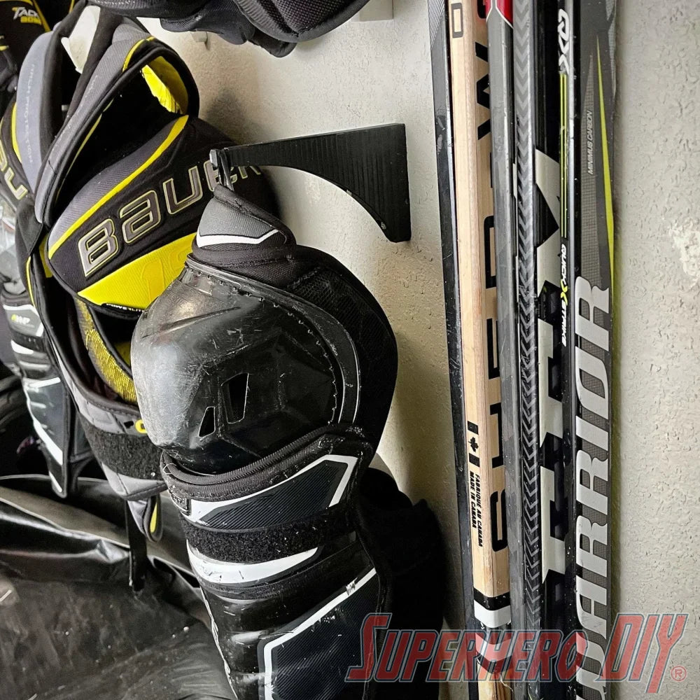 Shin Guards Knee Pads Wall Mount (2-PACK) | Hockey Gear Storage Solution - Superhero DIY