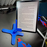 Hands-free Kindle bed holder displaying an iPad air for easy reading while laying on your sidefortable reading.