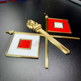 Signal Corps insignia with crossed signal flags and flaming torch for wall display.