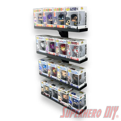 Check out the STACKABLE Floating Shelf for Bitty Pop Boxes | Fits your whole set of Bitty Pops | Includes Command Strip from Superhero DIY! The perfect solution for only $2.49