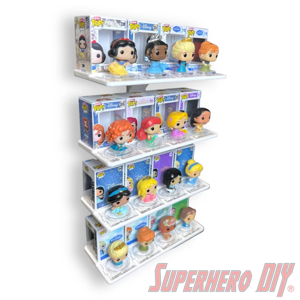 Check out the STACKABLE Floating Shelf for Bitty Pop Sets | Fits your Bitty Pop Boxes and Figure | Includes Command Strip from Superhero DIY! The perfect solution for only $2.49