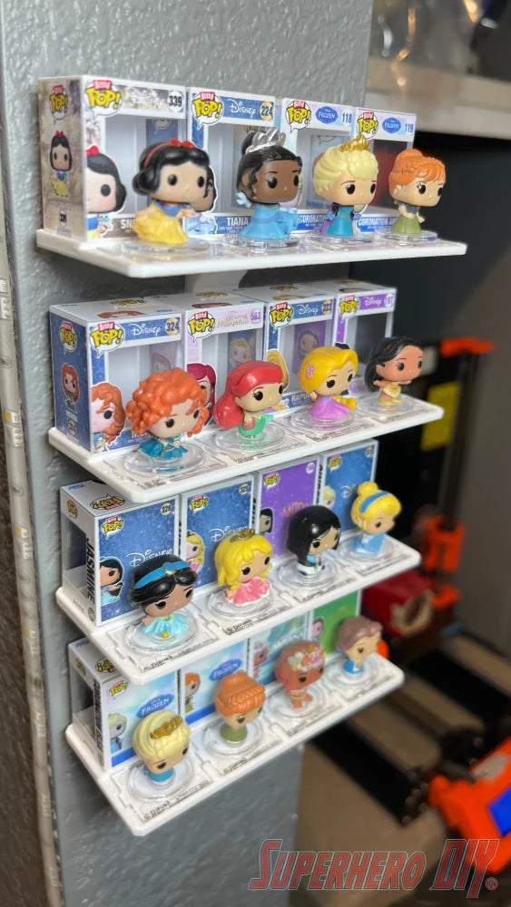 STACKABLE Floating Shelf for Bitty Pop Sets | Fits your Bitty Pop Boxes and Figure | Includes Command Strip