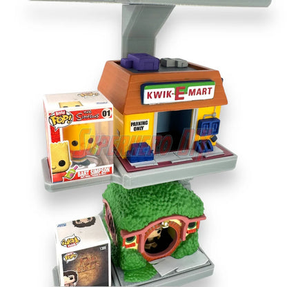 Stackable floating shelf for Bitty Pop Towns sets, designed to hold Funko figures and town box in a vertical wall-mounted display