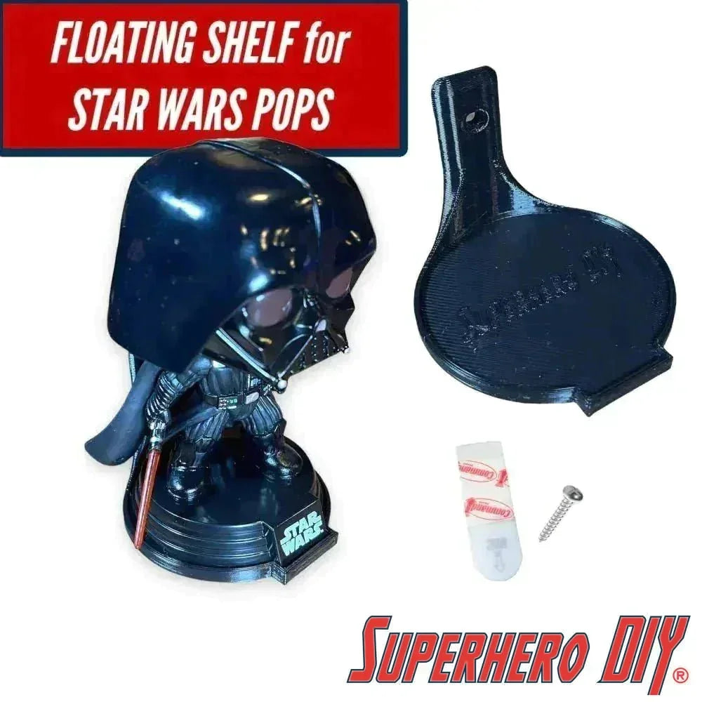 Pop Floating Shelves for Star Wars Funko Figures | Comes with command strips! No Screws No Drilling | Out of Box Funko Pop Floating Stand - Superhero DIY