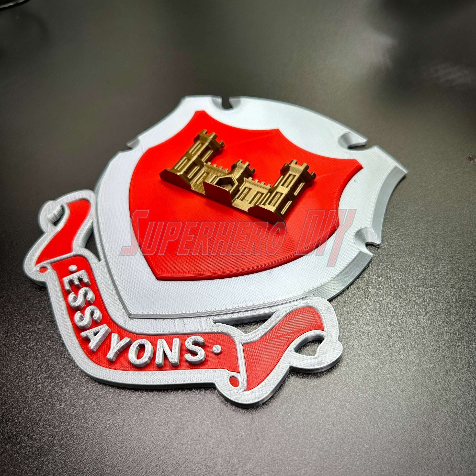 Engineer Regimental Crest – Multiple Sizes Available for Shadow Box or Wall Display, featuring a castle design and Essayons scroll.