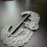 subdued air assault badge display insignia with wings in gray finish on black surface