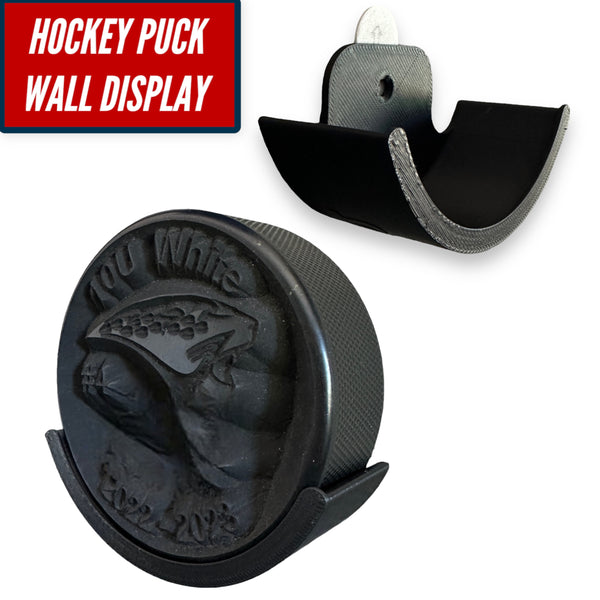 Hockey Puck Holder Wall Mount showcasing a premium 3D-printed holder for hockey pucks, ideal for displaying prized memorabilia.