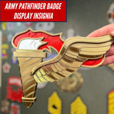 Army Pathfinder Badge Display Insignia with winged torch design, available in various finishes.