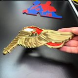 Army Pathfinder Badge displayed with a winged torch design, showcasing the full-color red and gold finish.
