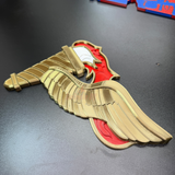 Army Pathfinder Badge in gold and red, showcasing winged design for wall display.