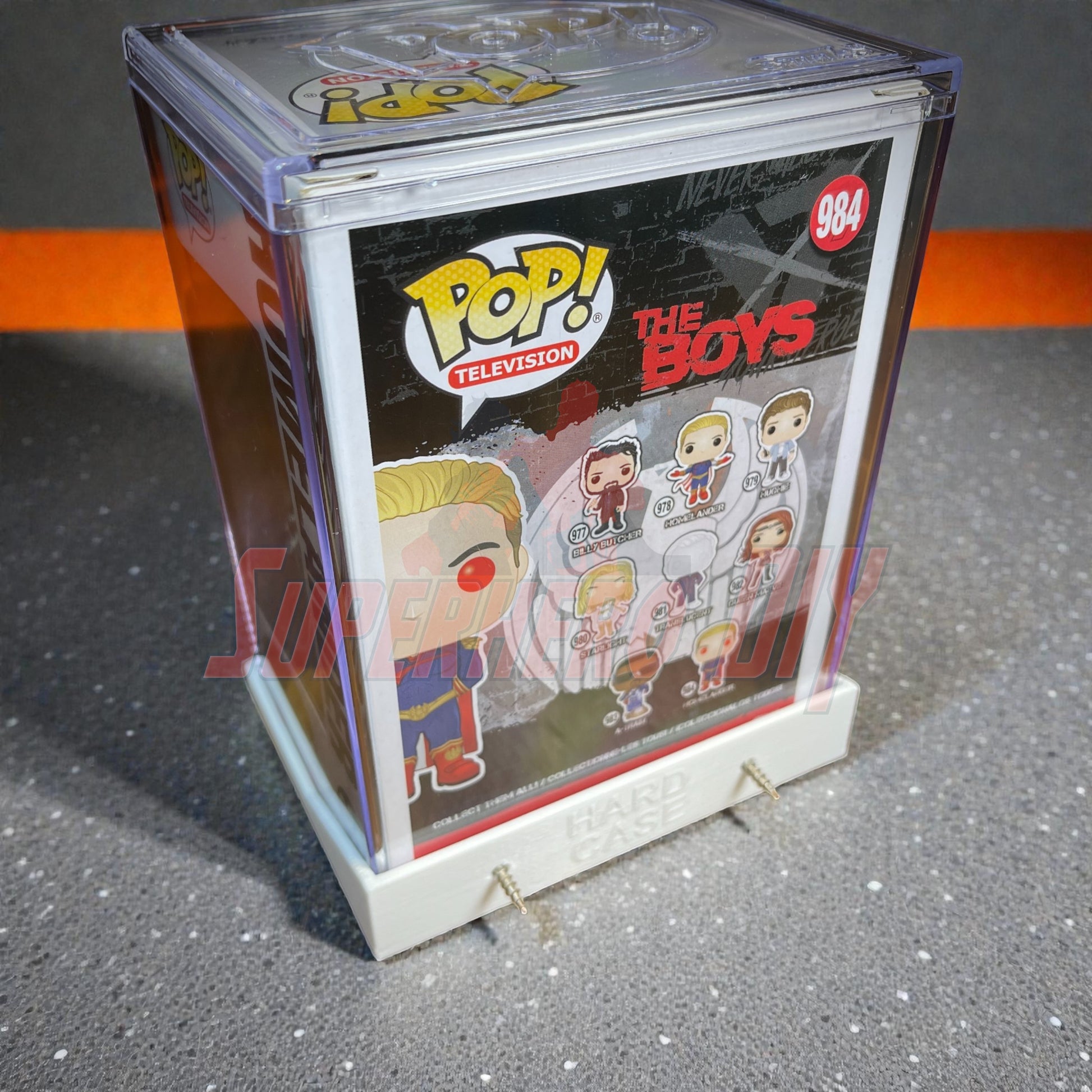 Hexagon Funko Pop display shelves showing boxed Pops with soft or hard protector case.