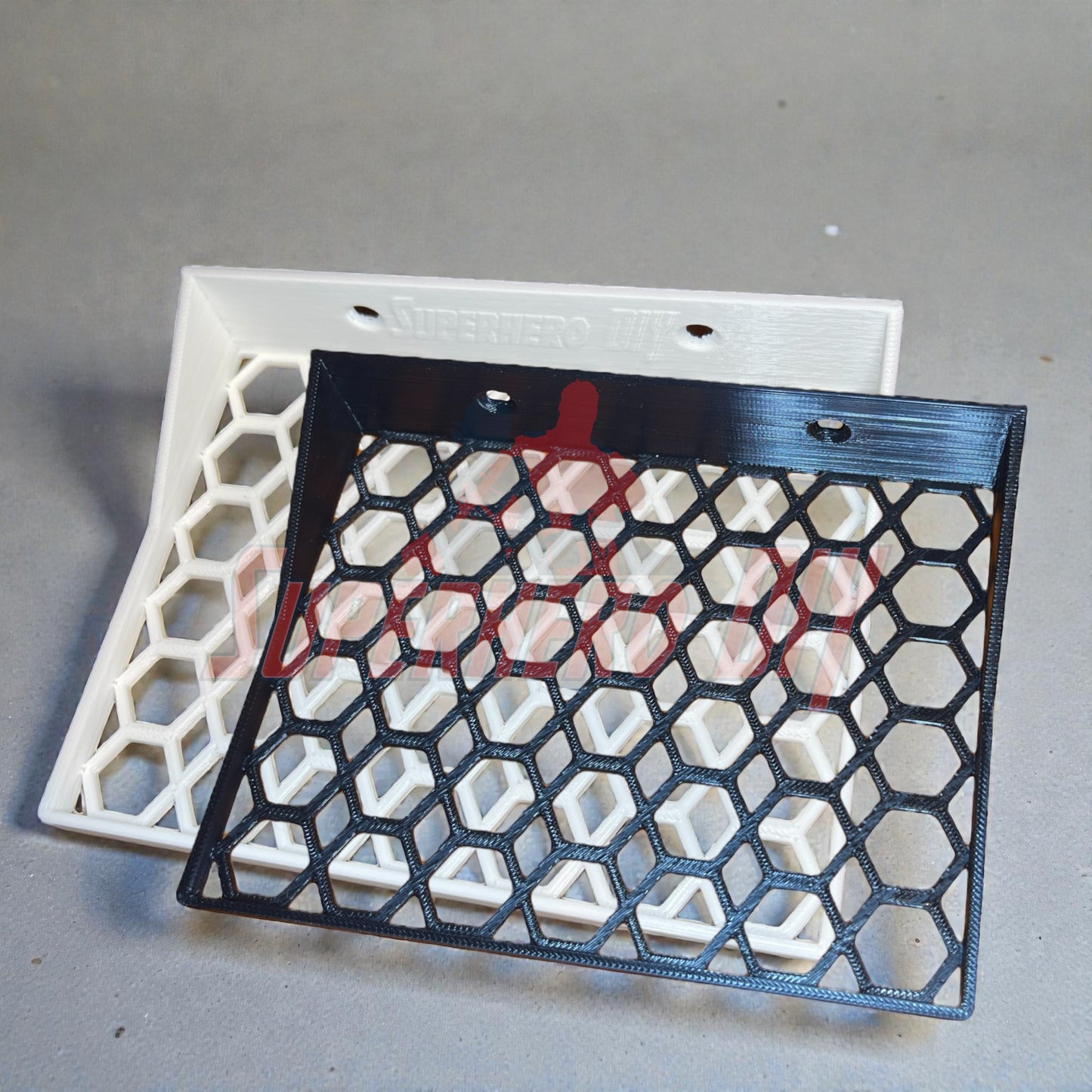 Hexagon Funko Pop display shelves with honeycomb design for wall-mounted use, fits soft or hard protectors.