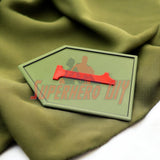 1st Infantry Division display insignia 3D-printed patch on green fabric. Big Red One emblem in multiple sizes.