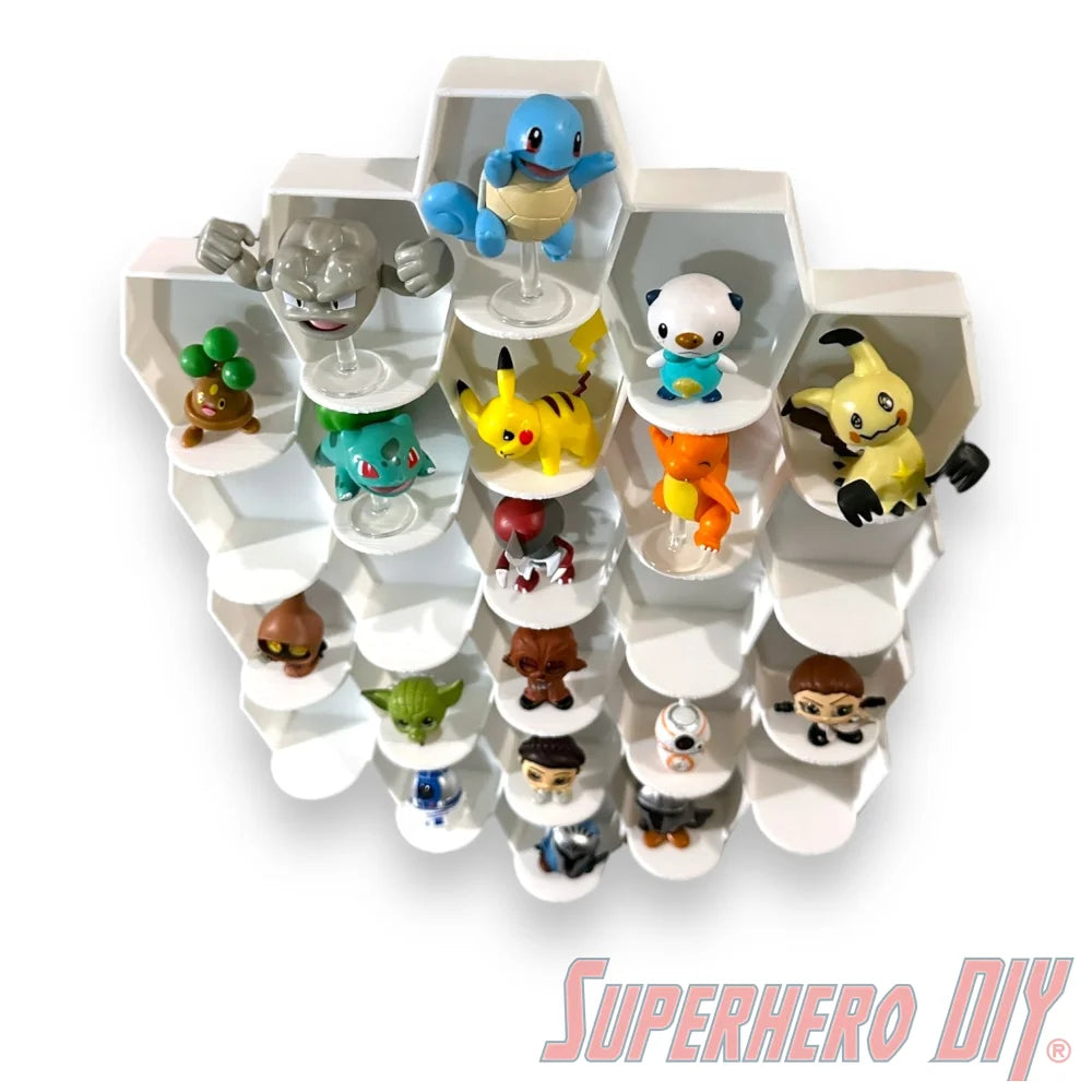 Tall Hexagon Wall Display for up to 24 Small Collectibles | Funko Advent Calendar, Disney Doorables, etc! - Superhero DIY