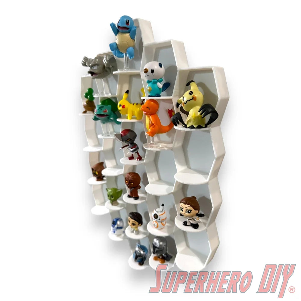 Tall Hexagon Wall Display for up to 24 Small Collectibles | Funko Advent Calendar, Disney Doorables, etc! - Superhero DIY