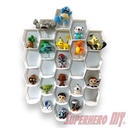 Tall Hexagon Wall Display for up to 24 Small Collectibles | Funko Advent Calendar, Disney Doorables, etc! - Superhero DIY