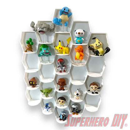 Tall Hexagon Wall Display for up to 24 Small Collectibles | Funko Advent Calendar, Disney Doorables, etc! - Superhero DIY