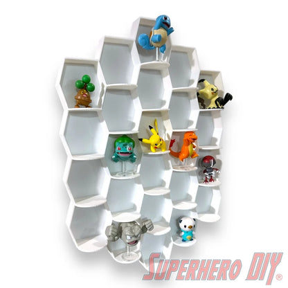 Tall Hexagon Wall Display for up to 24 Small Collectibles | Funko Advent Calendar, Disney Doorables, etc! - Superhero DIY