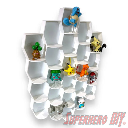 Tall Hexagon Wall Display for up to 24 Small Collectibles | Funko Advent Calendar, Disney Doorables, etc! - Superhero DIY