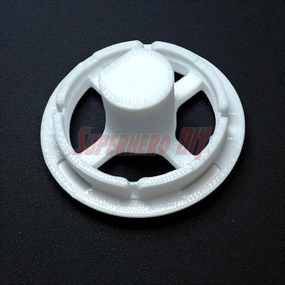Angled view showing thickness of 3D-printed knob insert for Highlander HVAC